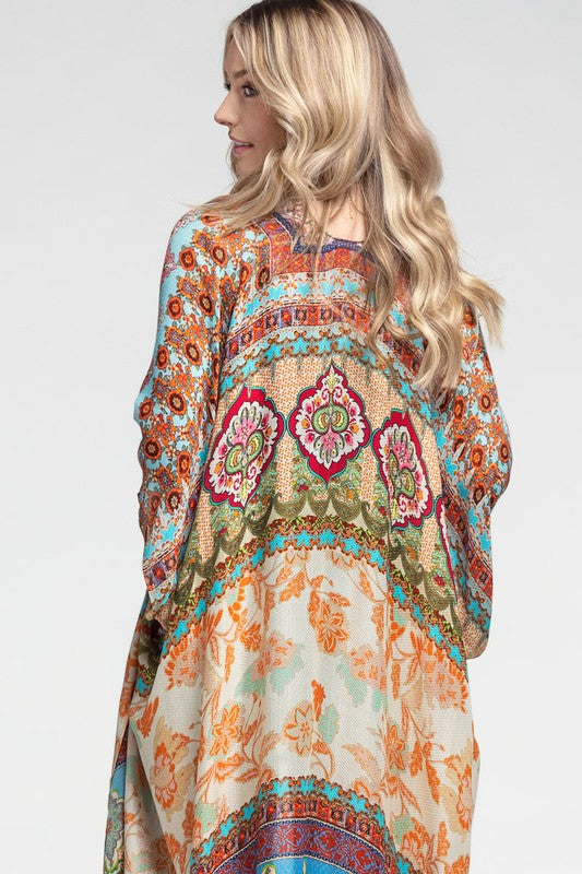 Cairo Open Front Fringe Border Kimono