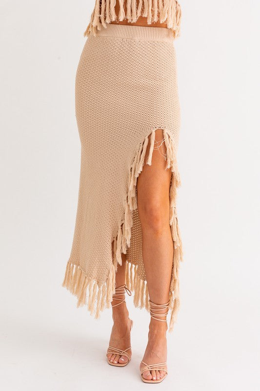 Catalina Island Tassel Midi Skirt