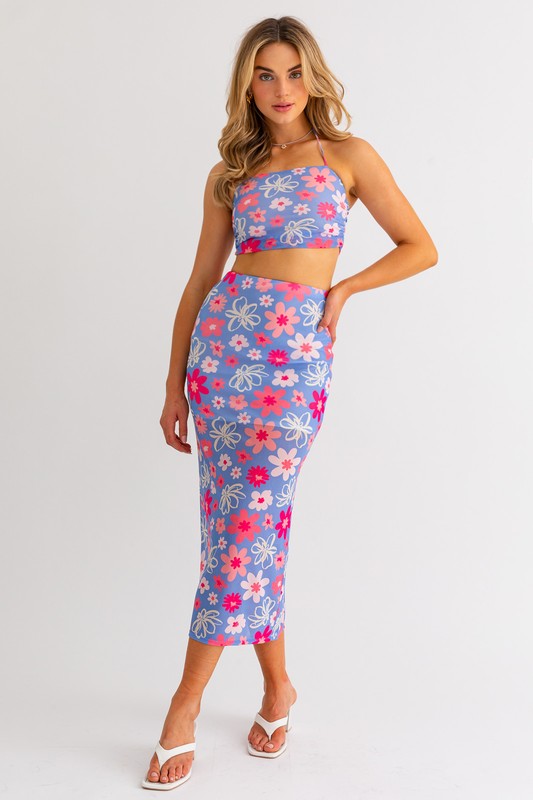 Malibu Blooms Midi Skirt - Medium - Final Sale