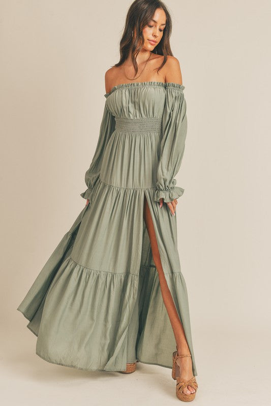 Fairleigh Off Shoulder Long Sleeve Maxi Dress