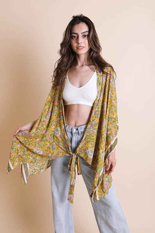 Floral Front Tie Kimono Wrap