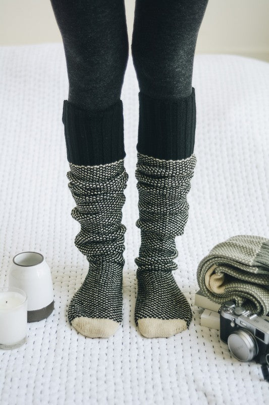 Open Work Ribbed Knit Lounge Socks