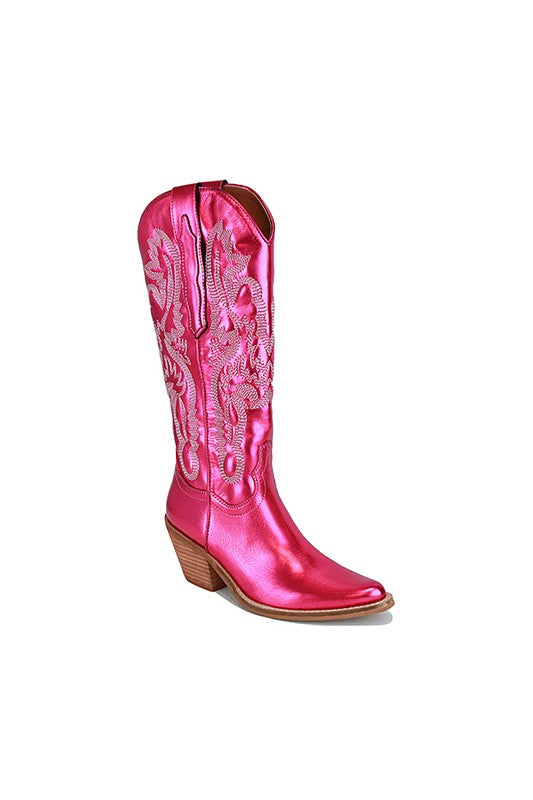 Hot Pink Metallic Western Cowboy Boots - Final Sale