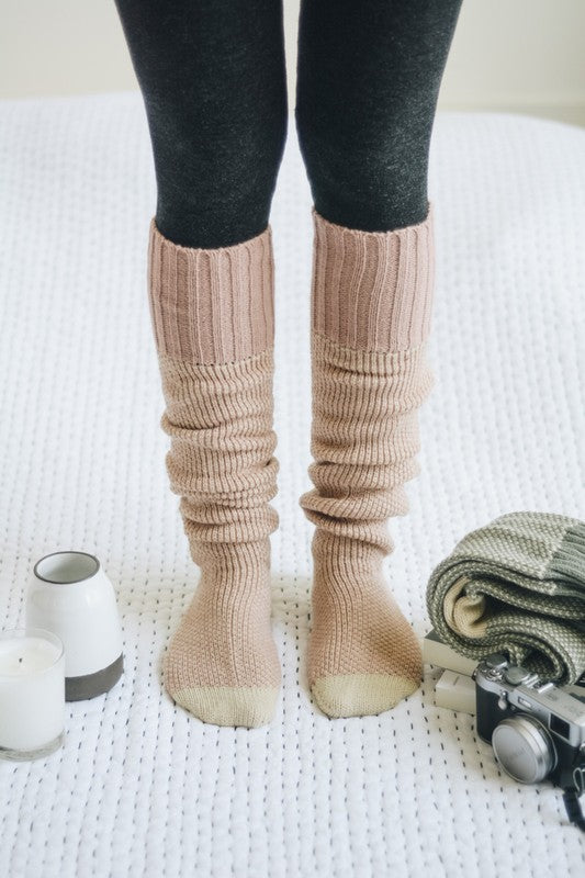 Open Work Ribbed Knit Lounge Socks