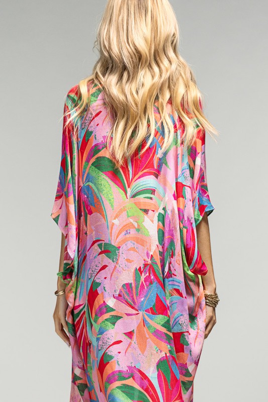 Botanical Tropics Floral Open Front Kimono