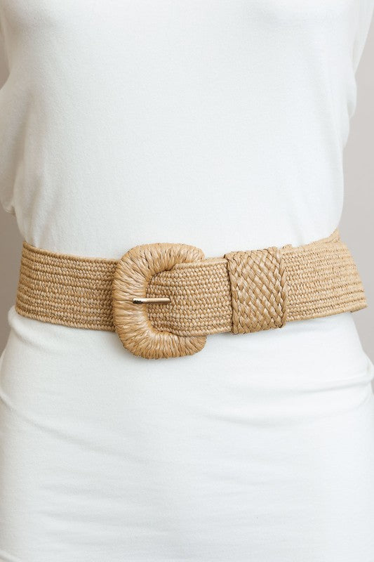 Raffia-Wrapped Stretch Belt