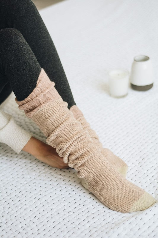 Open Work Ribbed Knit Lounge Socks