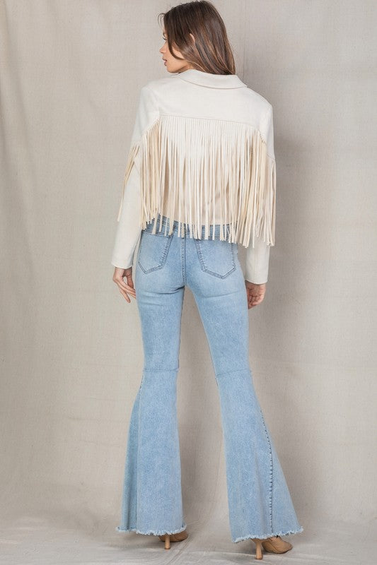 Walford Cropped Fringe Faux Suede Jacket - Large - Final Sale