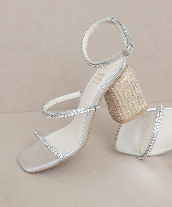 Shine Bright Studded Raffia Heel Sandals