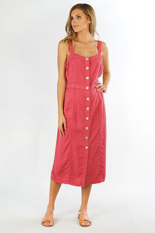 Lovely in Pink Linen Midi Dress - Small - Final Sale