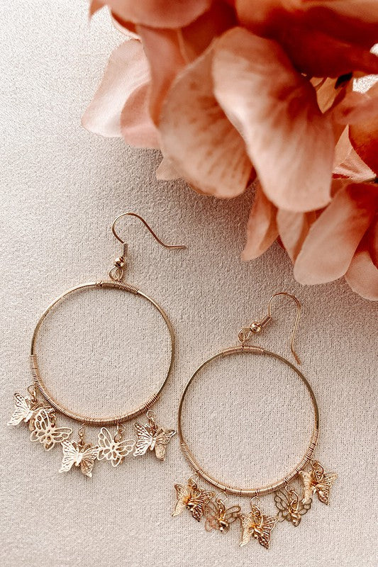 Butterfly Charm Hoop Earrings