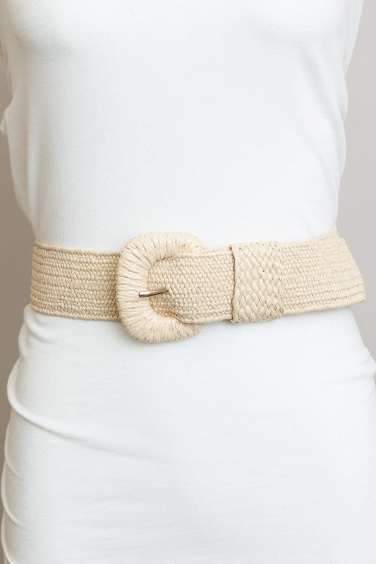 Raffia-Wrapped Stretch Belt