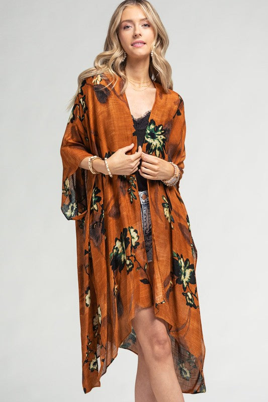 Desert Flower Open Front Kimono