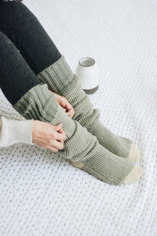 Open Work Ribbed Knit Lounge Socks