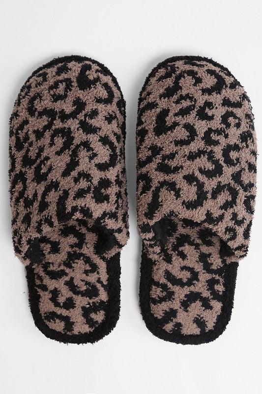 Soft Leopard Print Slippers - Final Sale