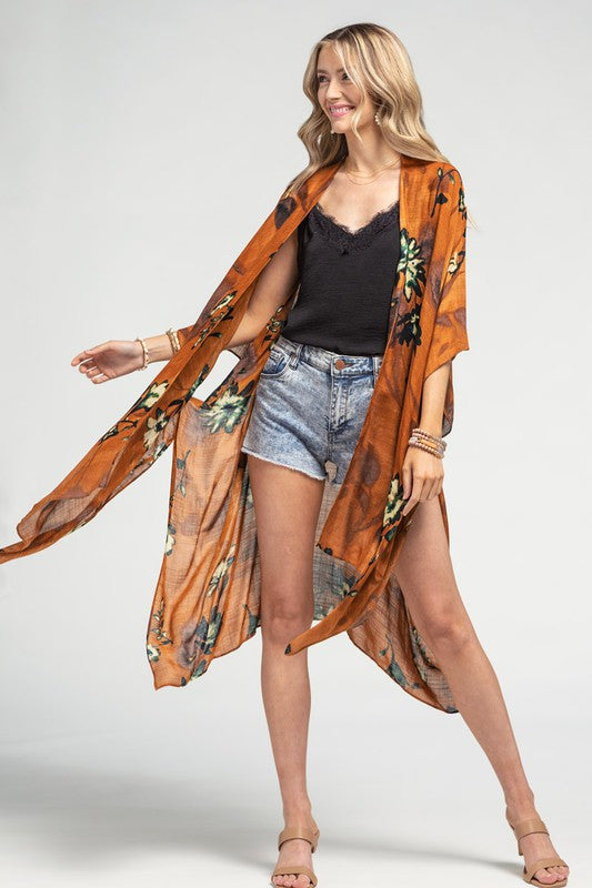 Desert Flower Open Front Kimono