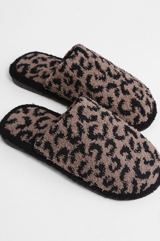 Soft Leopard Print Slippers - Final Sale