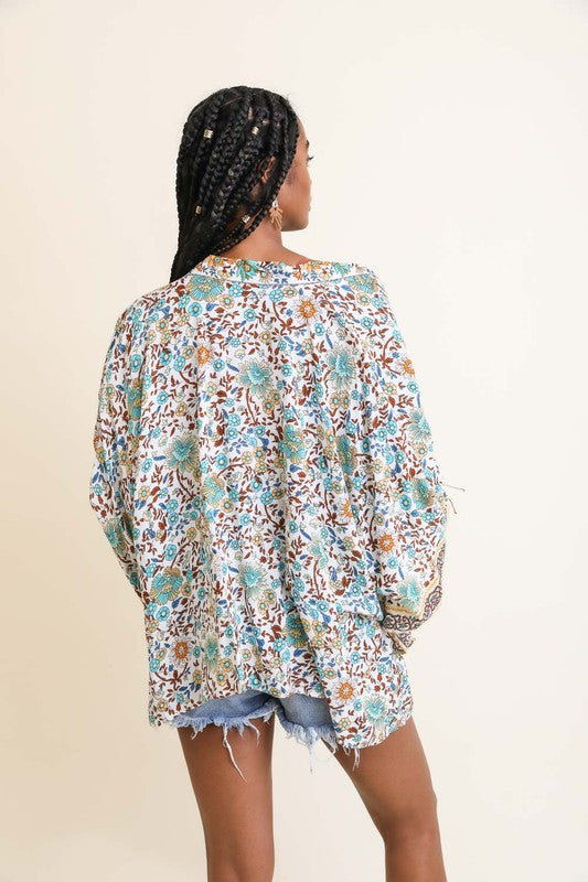 Floral Front Tie Kimono Wrap