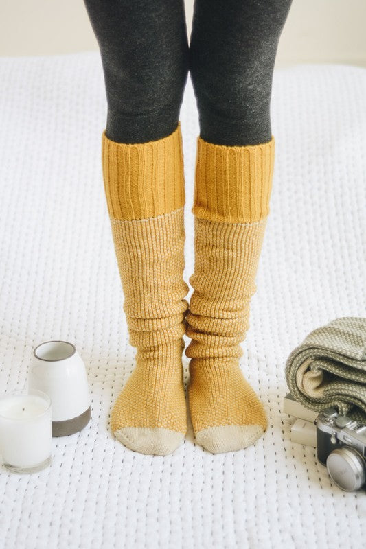 Open Work Ribbed Knit Lounge Socks