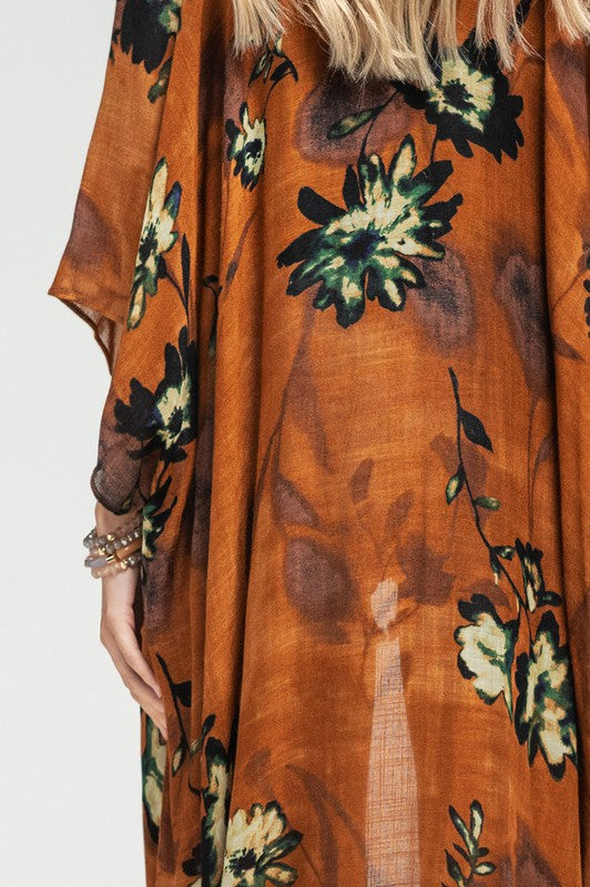 Desert Flower Open Front Kimono