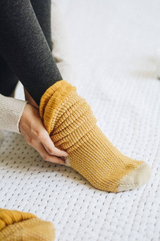 Open Work Ribbed Knit Lounge Socks